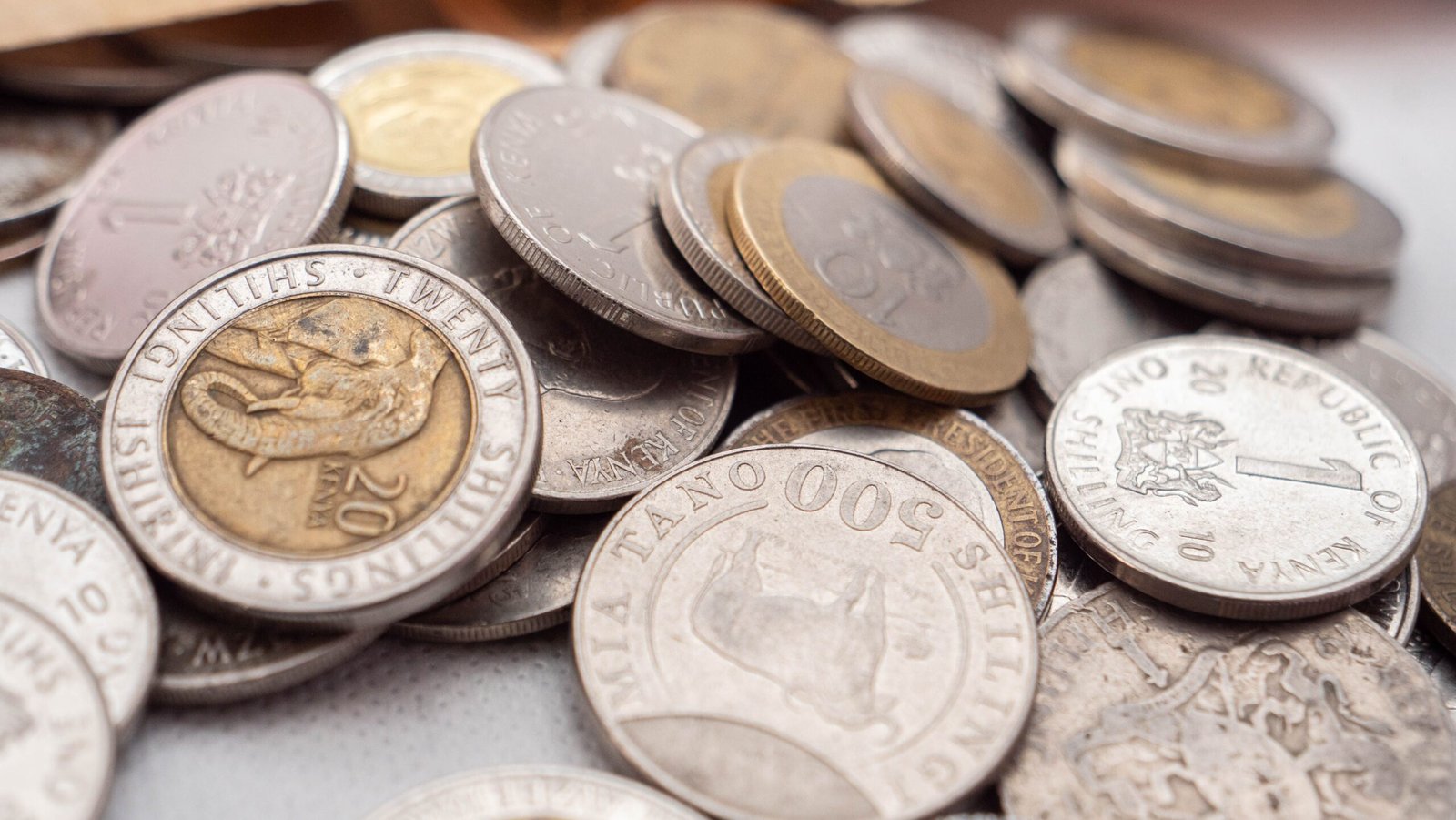 Close-up of a heap of coins